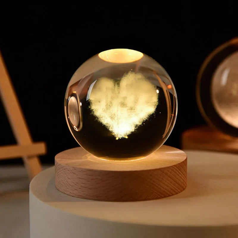 3D Crystal Planet Night Light - Laser Engraved Solar System Globe - Perfect Gift & Home Decor
