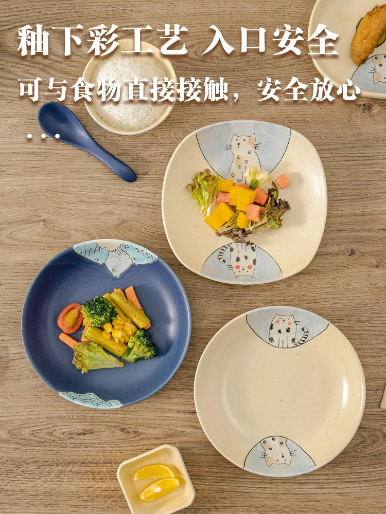 Creative Couple Cutlery Bowl Set - Japanese Cartoon Ceramic